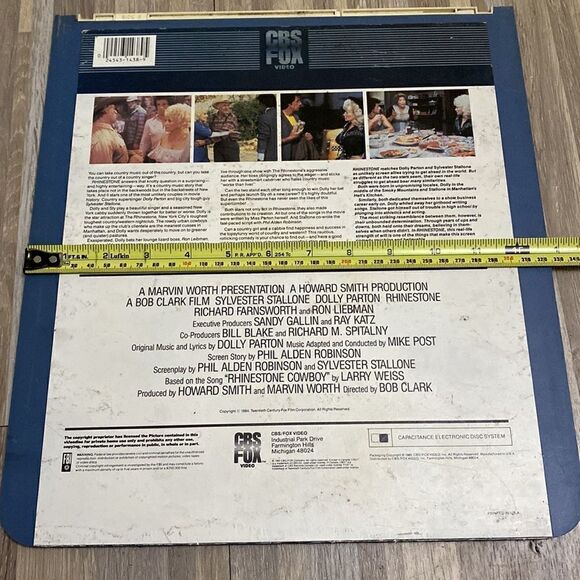 Rhinestone CED Laser Disk Dolly Parton  Sylvester Stallone 80s Not Tested RARE - Picture 6 of 7